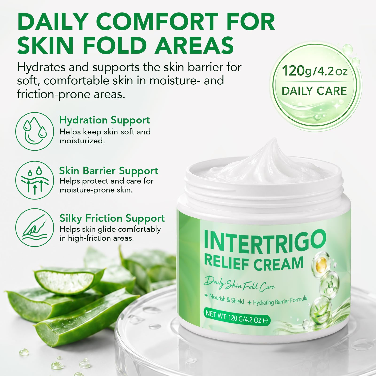 Intertrigo Relief Cream for Skin Fold & Chafing, Reddness Soothing, Hydration, Reducing Friction, With Zinc Oxide, Fast-Acting, Light-Weight|4.2 Oz — Amazon image 2