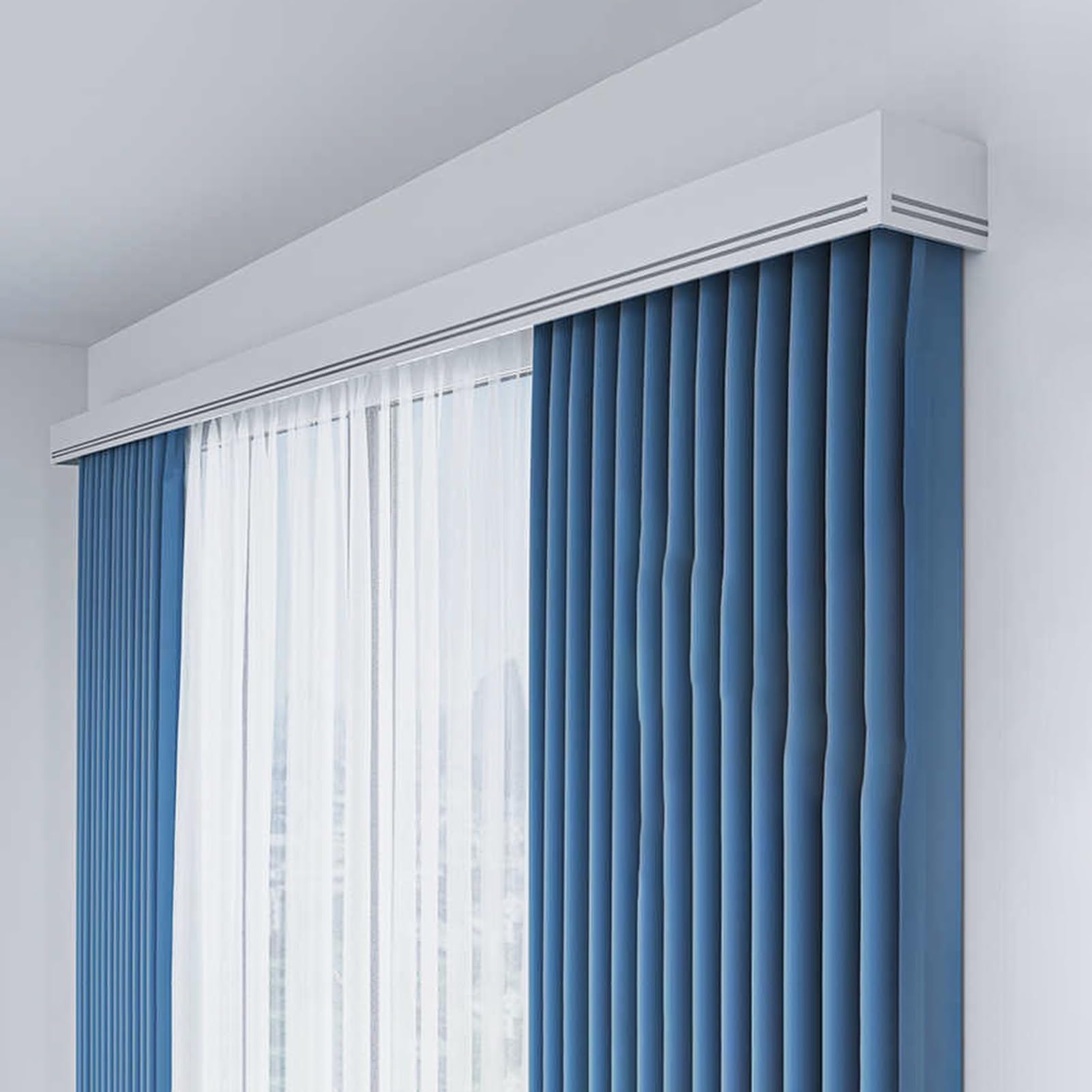 Generisch Verdunkelungsgardinen-Aufbewahrungsbox mit Doppelschienen, Wand-Blenden, dekorative Aluminium-Fensterblende, Weiß, 100 cm (3,3 Fuß) – Elegante Einrichtungslösung