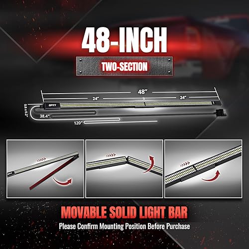 Miniatura 2 de OPT7 48" Barra de luz LED Redline Parlux de triple fila para puerta trasera con señal de giro secuencial roja - Tira de luz de marco de aluminio