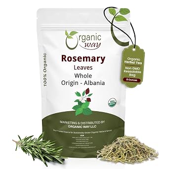 Organic Way Dried Rosemary Leaves Whole - Herbal Tea - 8 Ounce