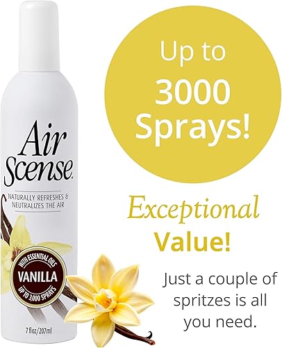 Miniatura 5 de Air Scense Ambientador desodorante en aerosol para baño y hogar, aceites esenciales, vainilla natural, 7 onzas líquidas (paquete de 1)