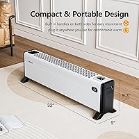 Vista 6 de ROVSUN 32'' Electric Baseboard Heater with Easy Button Control, 1500W Convection Space Heater w/Adjustable Heating Modes, Overheat & Tip-Over