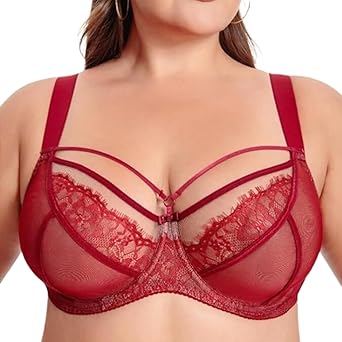 Minimizer Bras for Women Plus Size Embroidery Push Up Underwire Bra