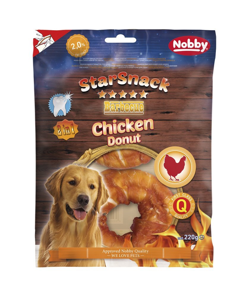 Nobby Starsnack Barbecue Chicken Donut Approx. 10.0 cm Pack of 2 Approx. 220 g
