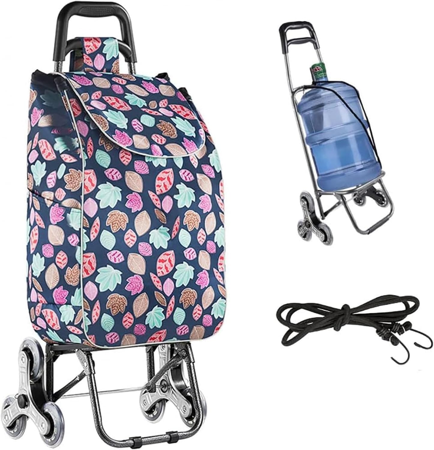 Foldable Shopping Trolley,45 L Large Capacity Shopping Trolley,with Removable Shopping Bag,Made of Waterproof Oxford Cloth Stair Climber Shopping Trolley-Pink