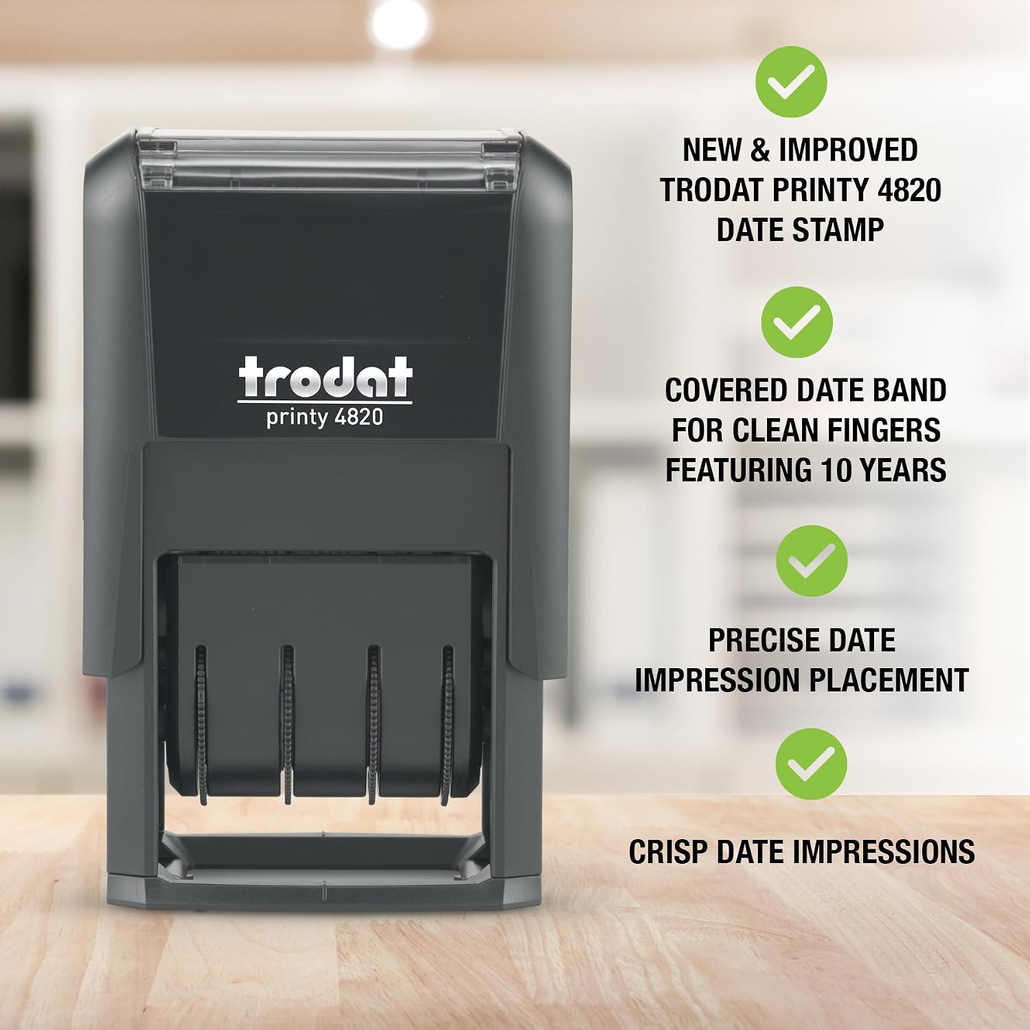 Trodat Printy 4820 Self-Inking Home/Office Date Stamp, 3/8” x 1-¼”, Black image 2