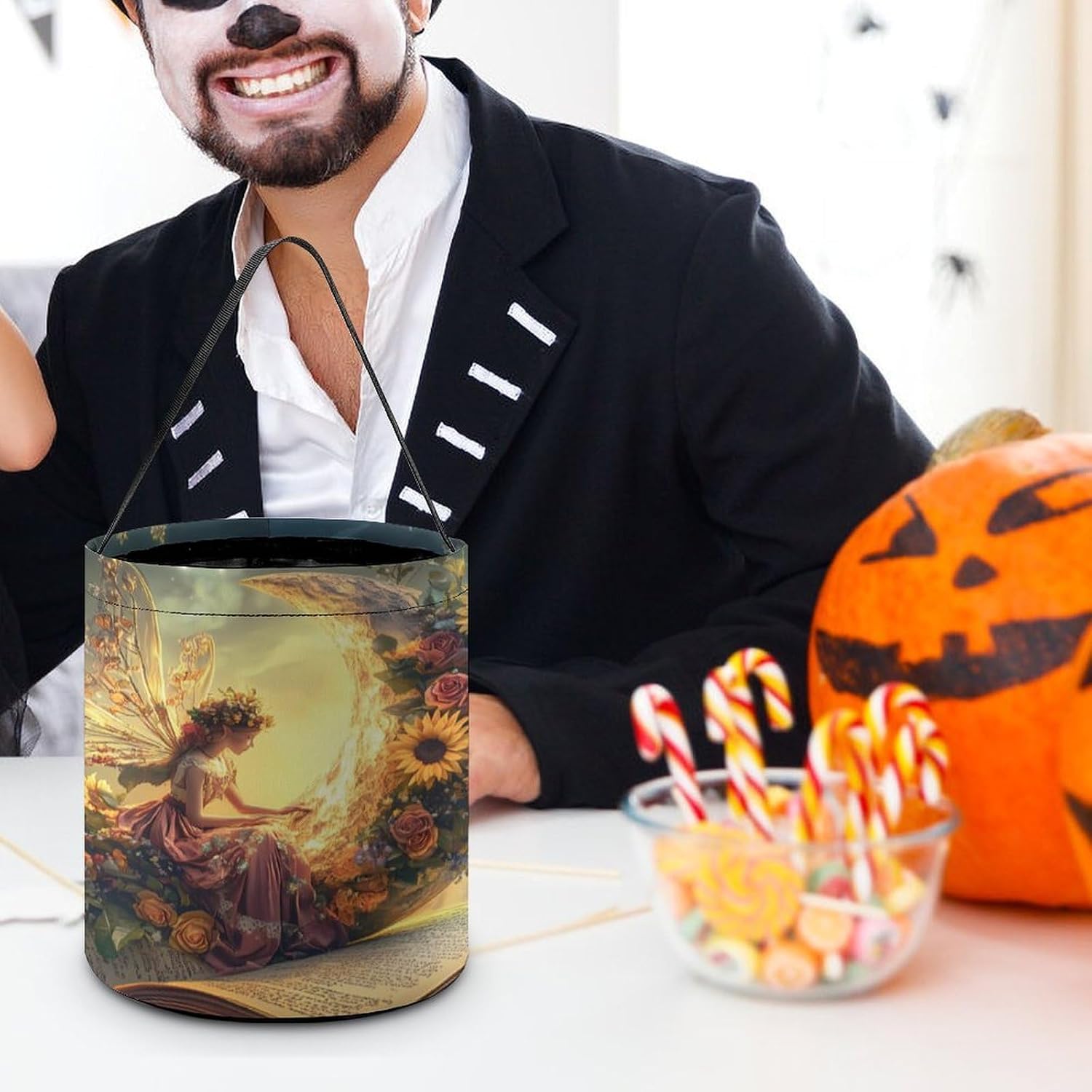 Moon Fairy Book Halloween Treat Bag Reusable Candy Basket Tote Goody Bags Gift Party