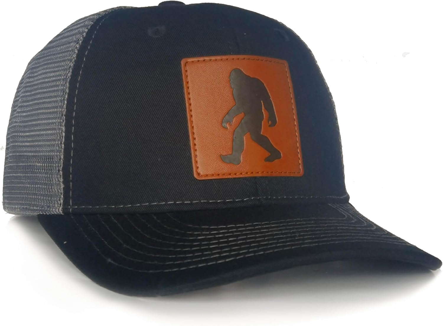 Sasquatch Bigfoot Hats,Bigfoot Trucker Hat for Dad Papa Leather Patch Baseball Caps - Image 3