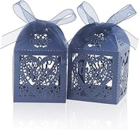 Vista 8 de COTOPHER Cajas cortadas con láser, 60 cajas de regalo de agradecimiento, cajas de regalo de boda, cajas de dulces de encaje para bodas, despedidas