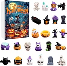 Halloween Advent Calendar 2025 24 Days Countdown Calendar with 24 Pumpkins, Ghost, Skull, Decorative Mini Figures for Kids and Adults (Horror)