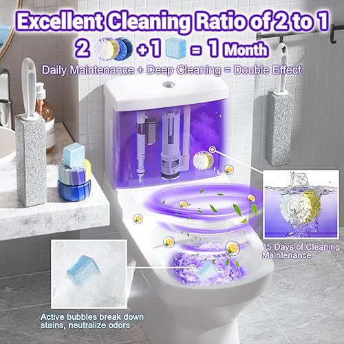 Miniatura 5 de Nunemosk Paquete de 68 limpiadores de inodoro, 44 pastillas limpiadoras de inodoros con 22 pastillas limpiadoras de tanque de inodoro con