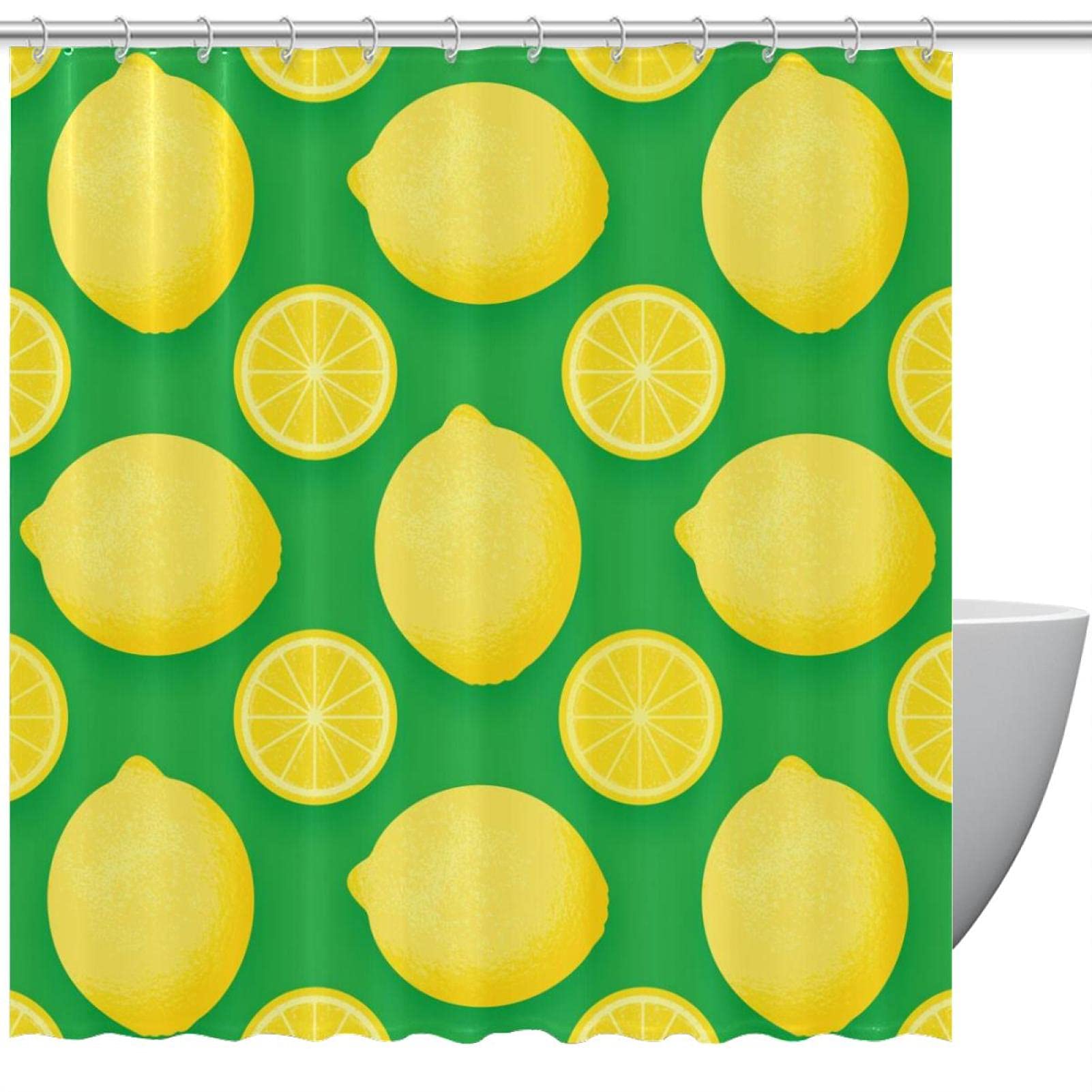 Rideau de douche vert et imprimé fruits agrumes, accessoire de douche imperméable