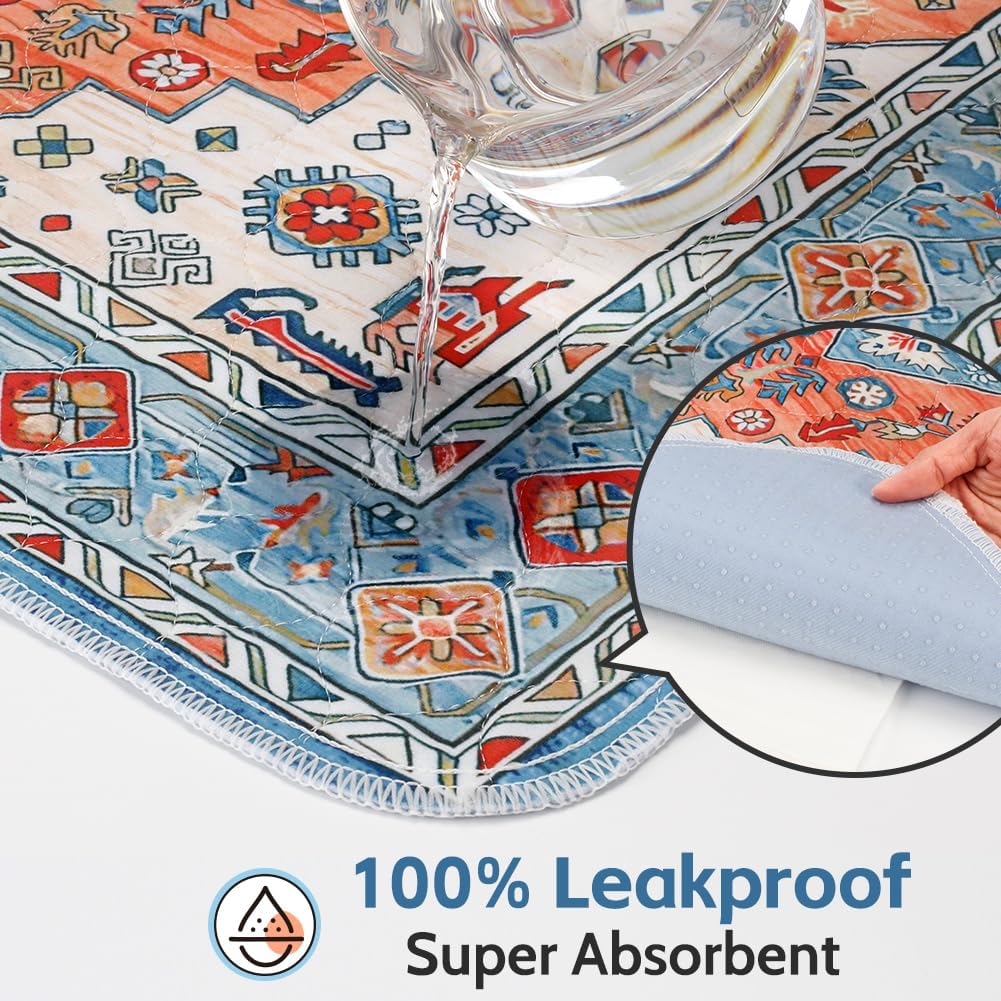 Washable Pee Pads for Dogs 2 Pack Reusable Puppy Training Pads 72"x72" Super Absorbent Waterproof Dog Training Pads, Non-Slip Potty Pads Whelping Pads Litter Mat Pet Supplies - Orange/Mix