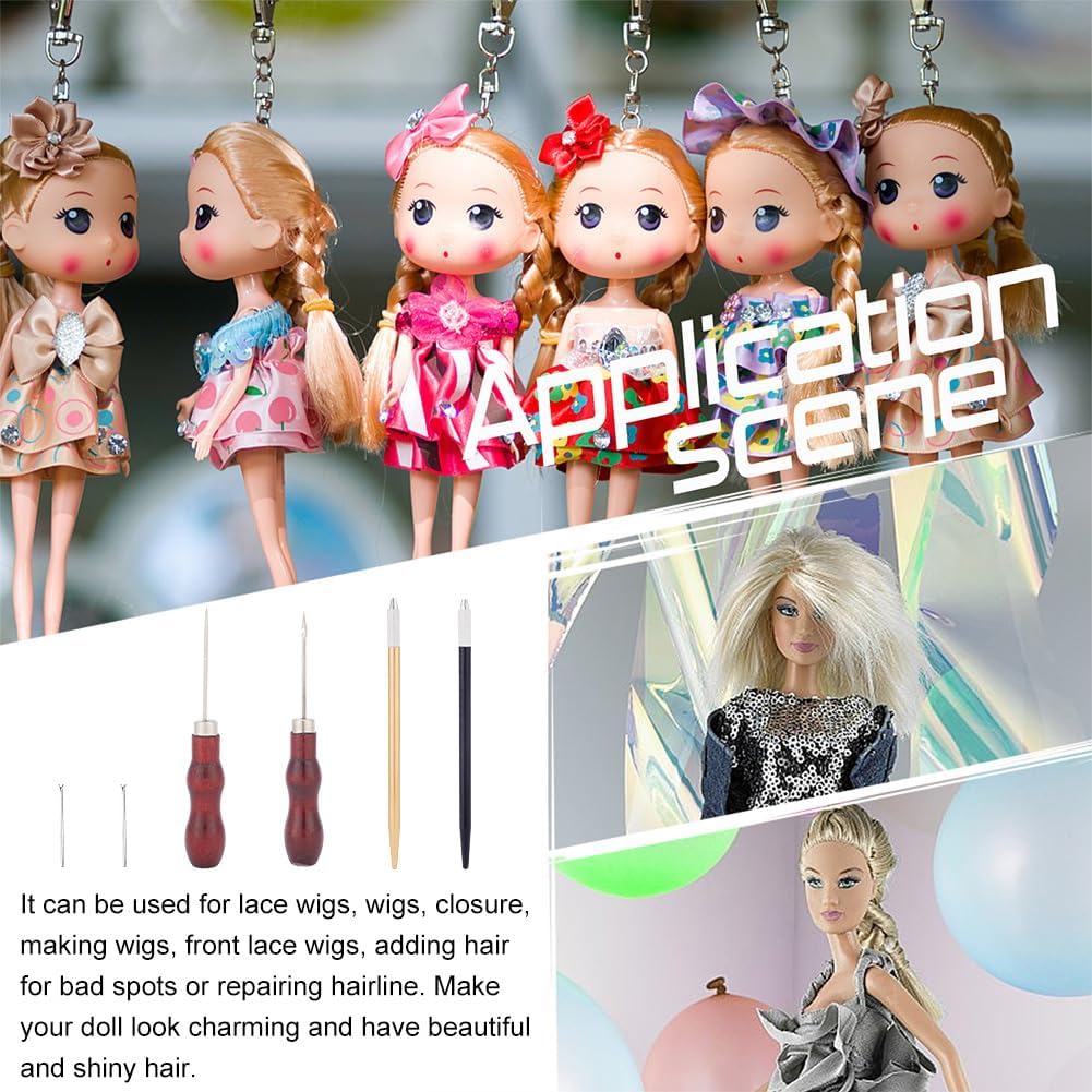 AHANDMAKER Doll Hair Rooting Tool Reroot Rehair Tools Alloy Rooting Needles Doll Making Kit Doll Hair Making Accessories for DIY Handle Doll OB BJD Wig
