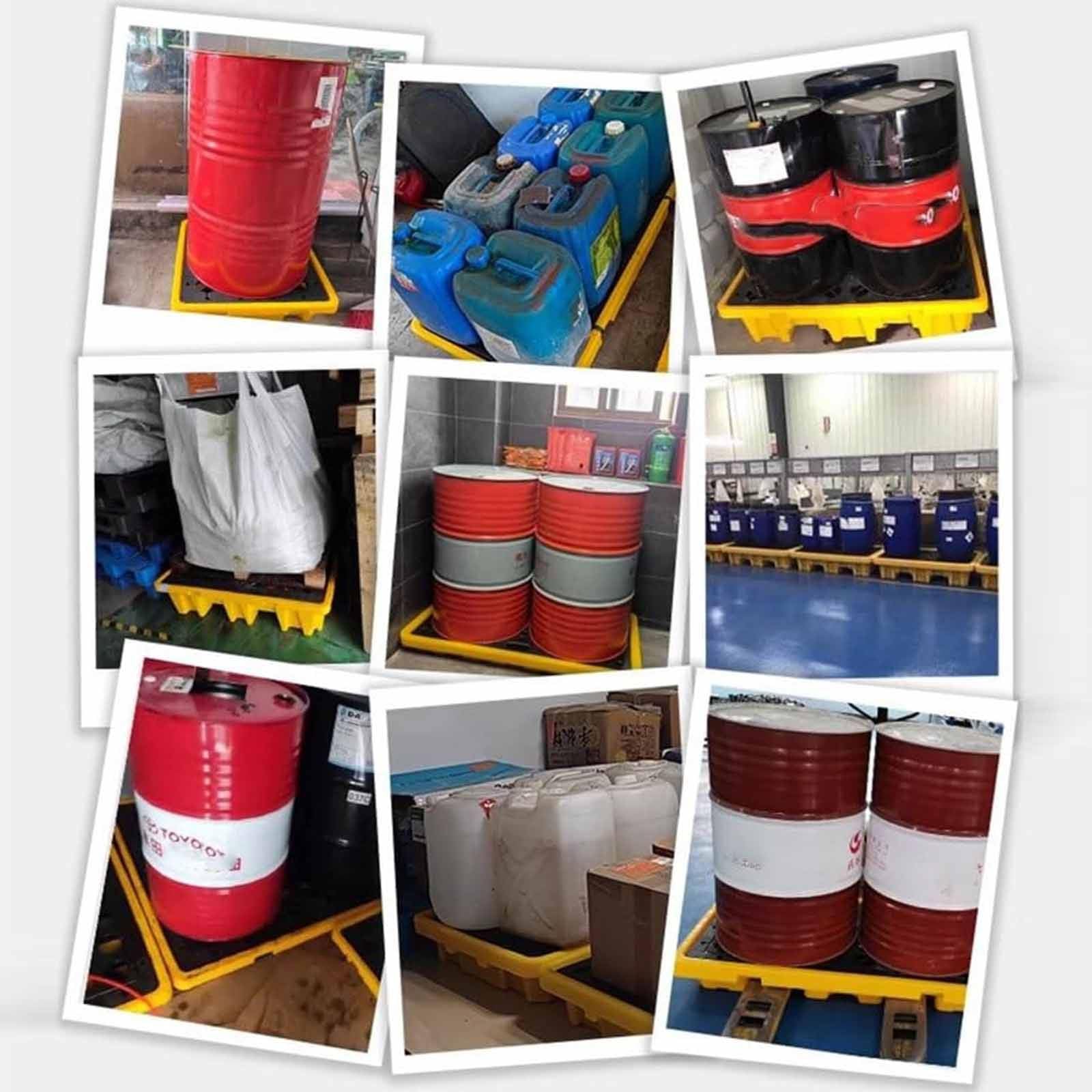 Bandeja de contención de derrames, Plataforma Modular de contención de derrames con Rejilla, Bandeja para bidones antifugas para Almacenamiento Seguro de Productos químicos y aceites.
