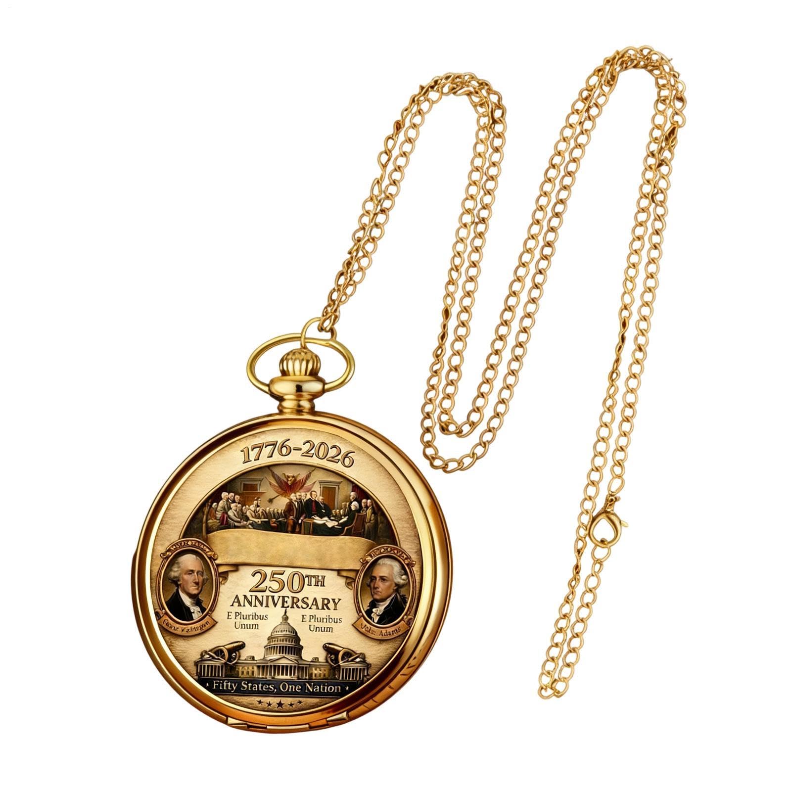 Générique Montre À Gousset | Bijou Drapeau US 250e Anniversaire | Vintage Montre à Gousset pour Collection,pour Hommes Femmes Bureau Maison Voyage Mariage Soirée Fête des Pères