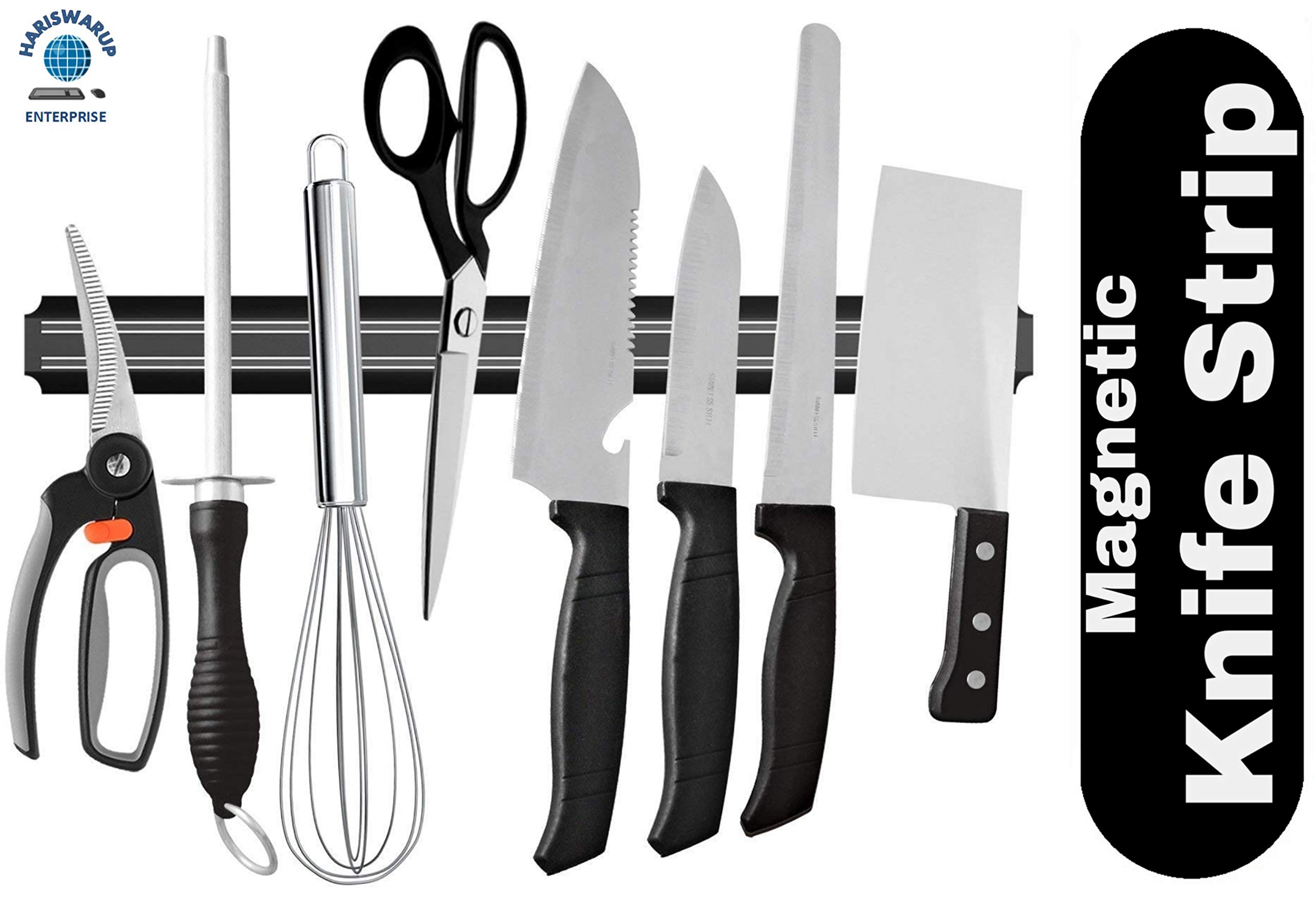 HARISWARUP ENTERPRISE Plastic Wall Mount Magnetic Knife Storage Holder Chef Rack