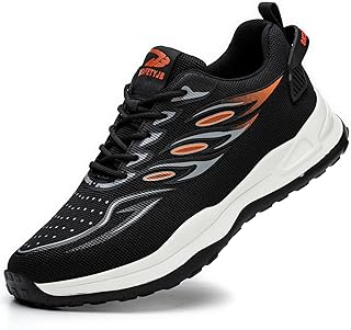 Micoklinlin Steel Toe Sneakers for Men Lightweight Breathable Work Safety Shoes Comfortable Smash and Puncture Resistant Hiking Shoes Orange