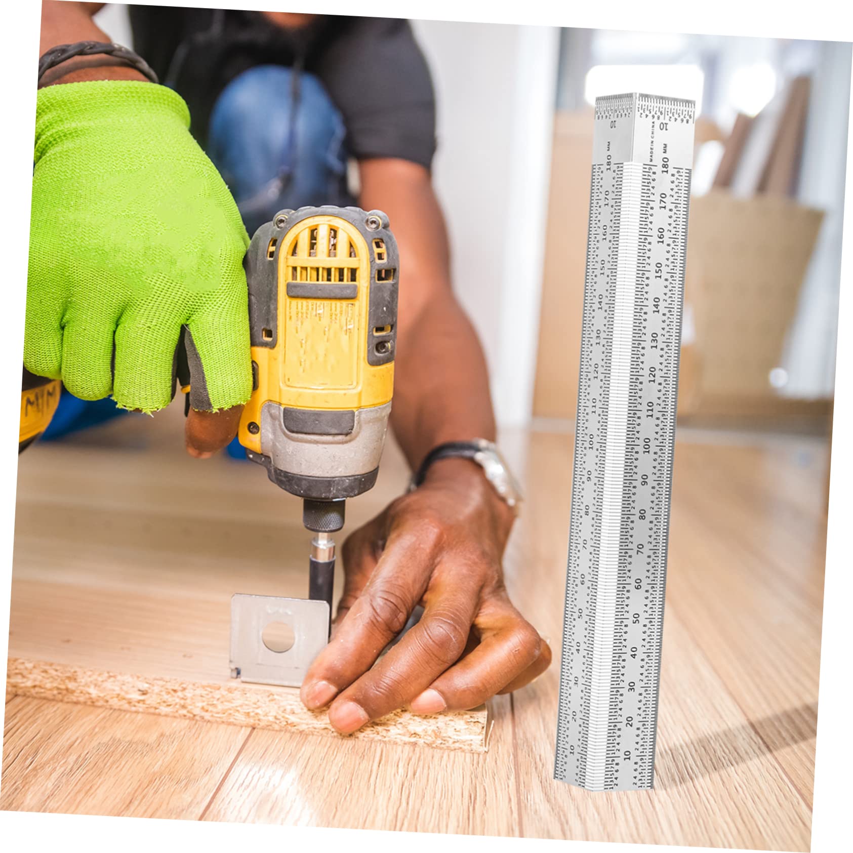 BESTonZON 3pièces Équerre De Mesure Acier Règle De Menuiserie Précise Avec Échelles Fines Outil De Traçage Pour De Bricolage Et Aménagement Intérieur