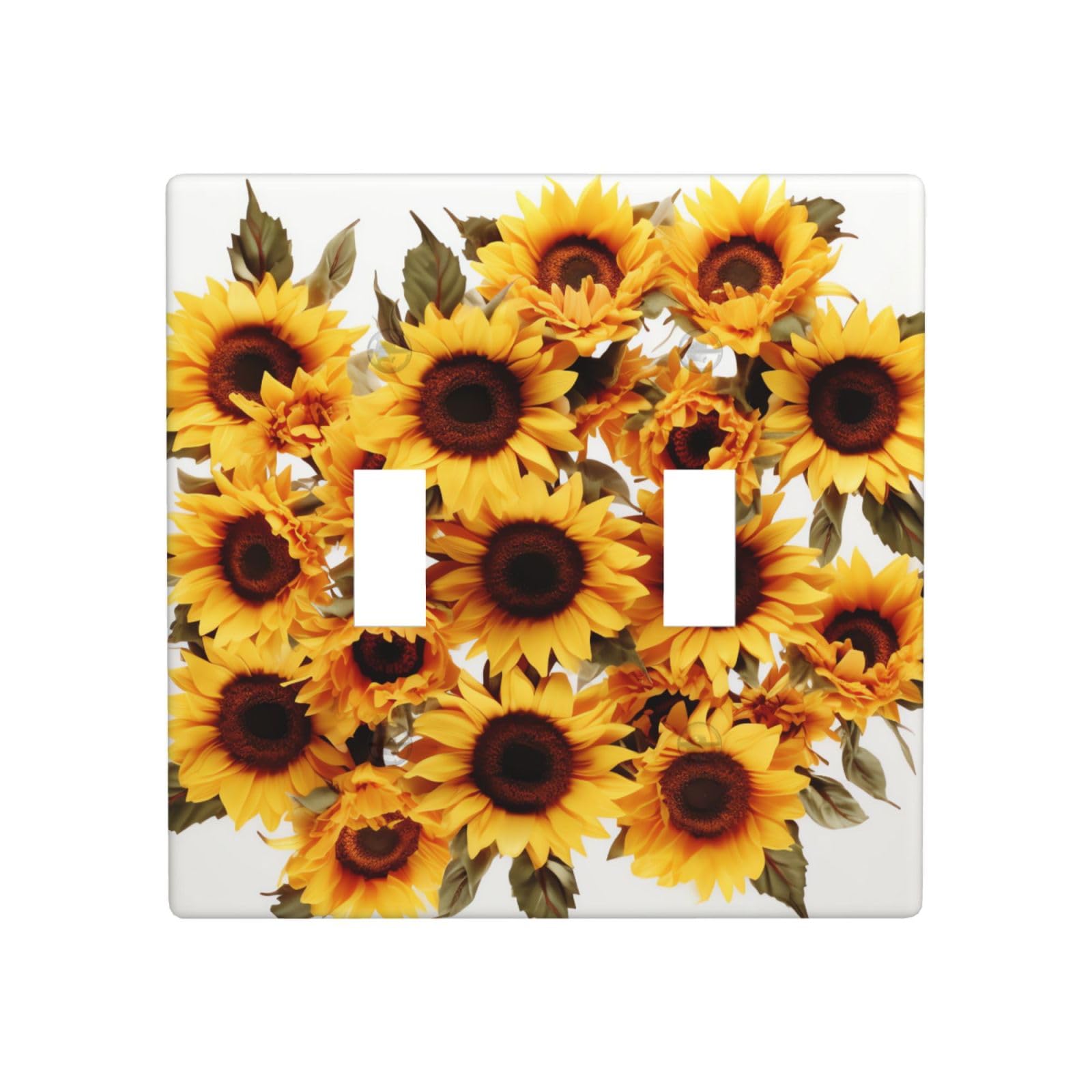 Aceprints Beautiful Sunflowers 2 Gang Double Toggle Wall Plates, Unbreakable Decorative Duplex Light Switch Plate Covers Electrical Switchplate Cover Faceplate For Bathroom Kitchen Decor