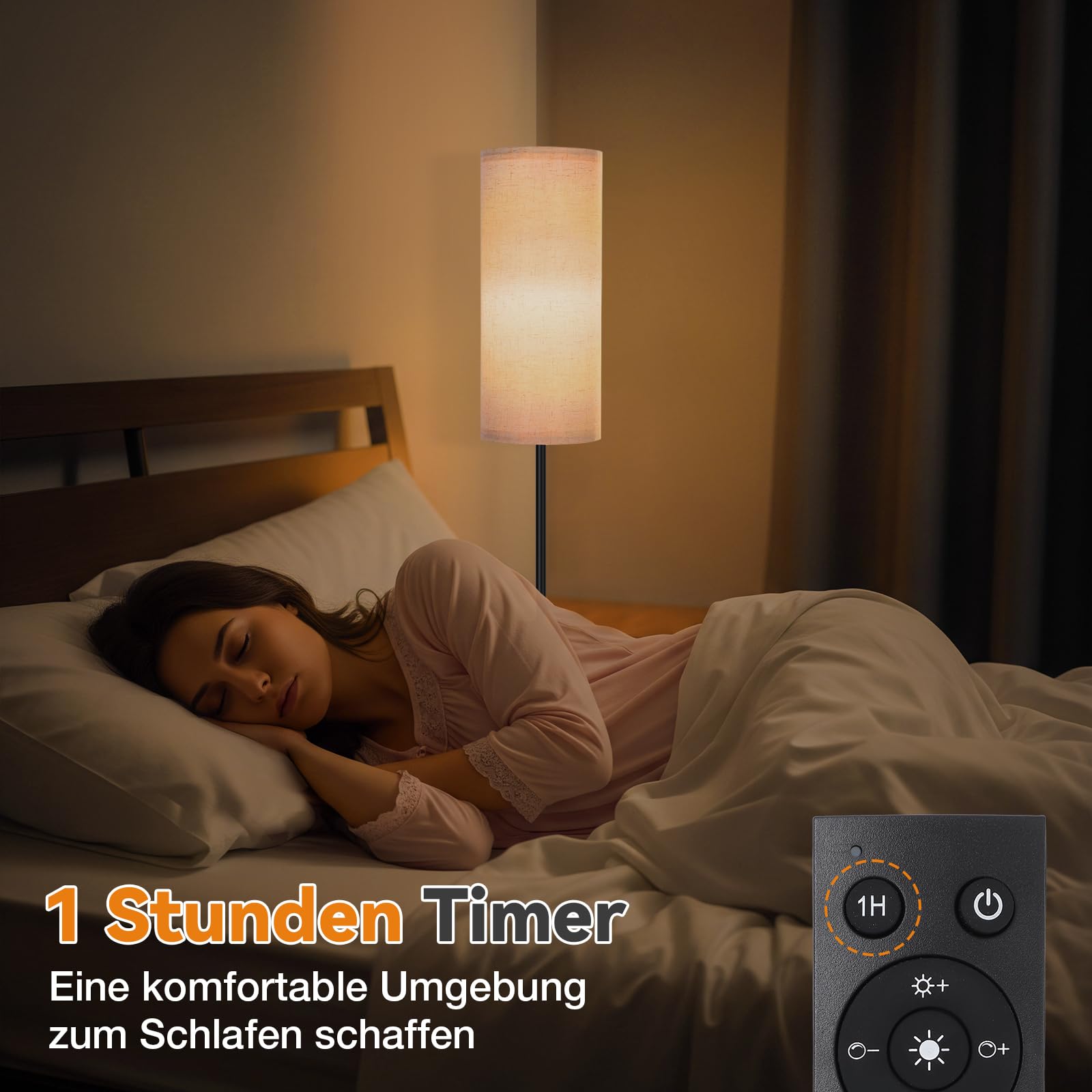 Rosnek Lampa podłogowa do salonu z żarówką E27 12 W, nowoczesna lampa podłogowa LED o zmiennej intensywności, 3 CCT, lniany abażur, przełącznik nożny, lampka do czytania do sypialni lub biura, 175 cm