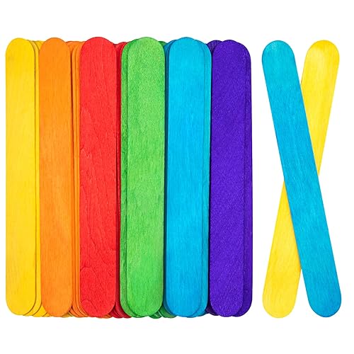 WISYOK 90Pcs 8 Inch Colorful Jumbo Craft Sticks, Large Popsicle