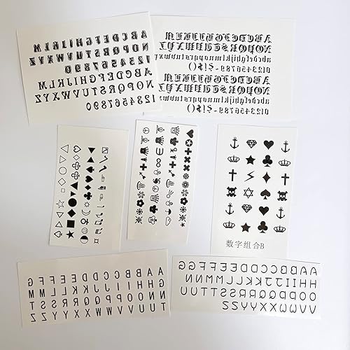 Miniatura 6 de 30 hojas de calcomanías temporales para tatuajes del alfabeto, tatuajes de dedos, letras negras en inglés, nombre de bricolaje, tatuajes de corona,