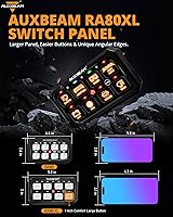Vista 2 de Auxbeam Panel de interruptores RGB de 5 pulgadas, grande, 8 cuadras, panel de interruptor RA80 XL, pulsado momentáneo, 12 V, panel de interruptor