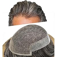 Vista 48 de Tupé de encaje suizo para hombres, piezas de cabello humano real, encaje frontal, sistema de reemplazo de cabello tipo tupé, nudo blanqueado, línea