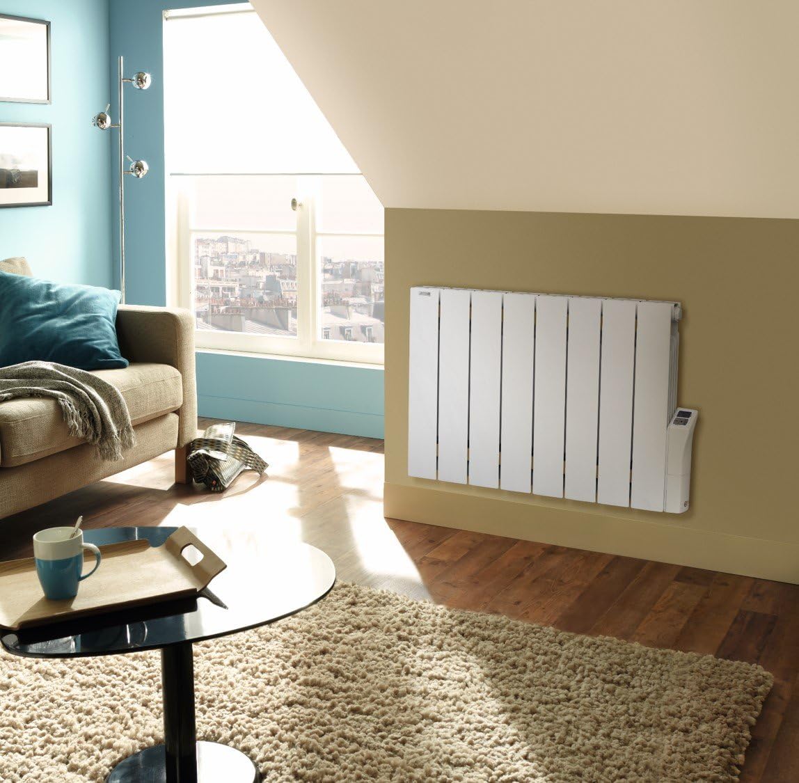 Acova Cotona LCD PC 55390033 Electric Radiator installed in a living room