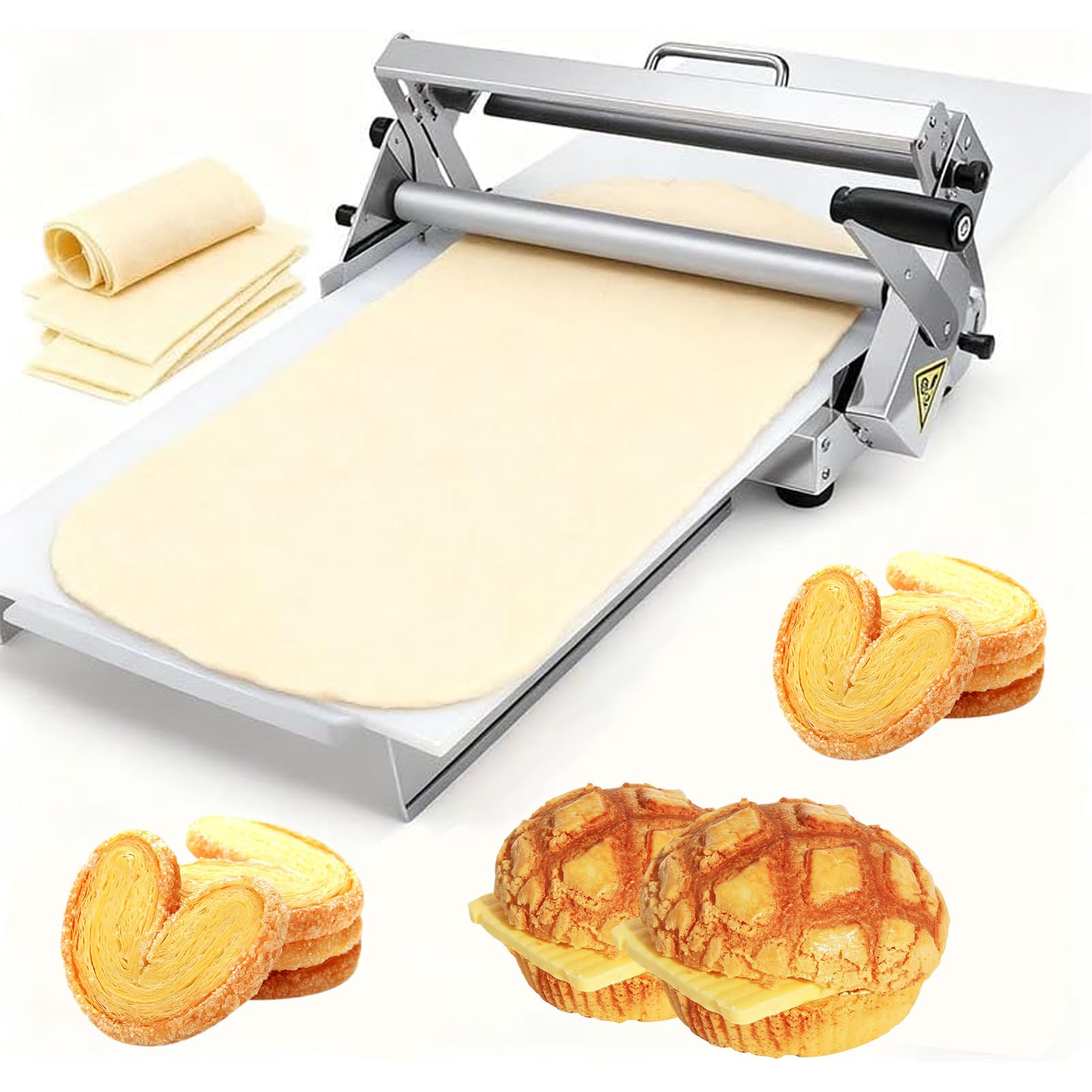 Sfogliatrice manuale pieghevole per impasto, con spessore regolabile, per panetteria e pizza, uso commerciale e domestico