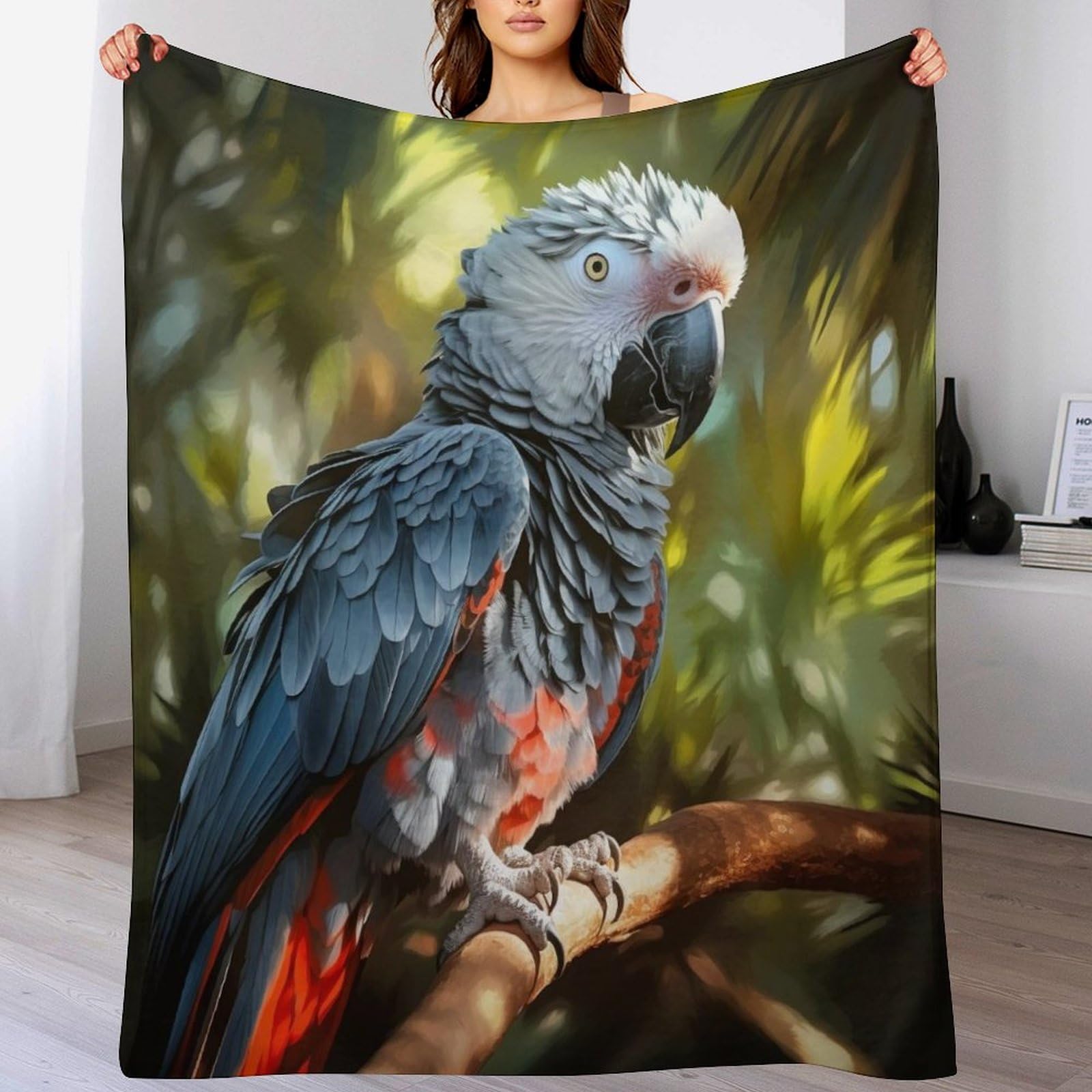 Couverture Polaire Perroquet Chaude en Flannel Épaisse Haute Densité Moelleuse