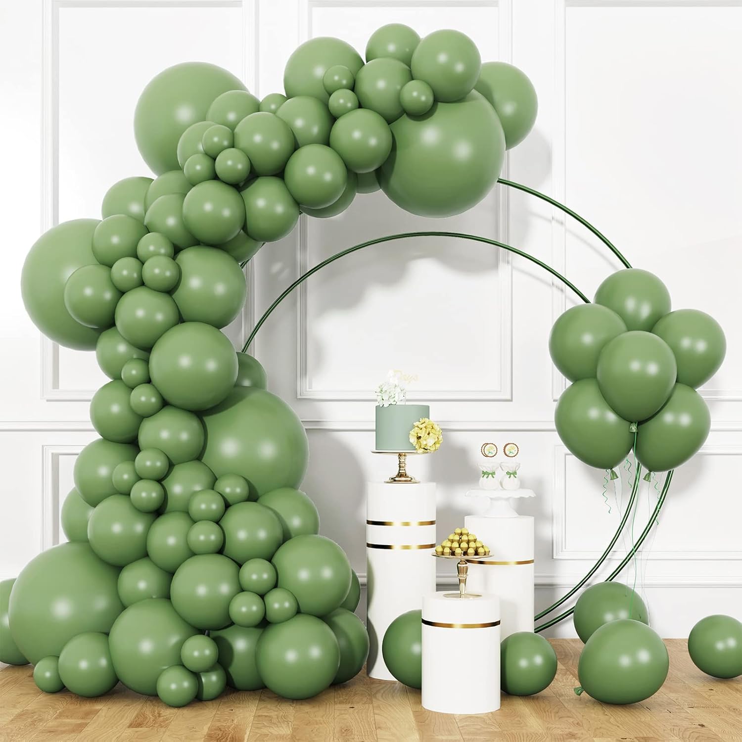RUBFAC Sage Green Balloons Different Sizes 105pcs 5/10/12