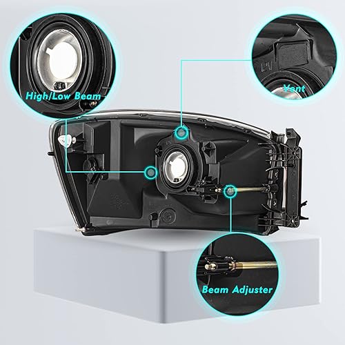 Miniatura 4 de TUSDAR Juego de ensamblaje de faros delanteros para Dodge Ram 15002007-2009 Dodge Ram 25003500 2006-2008 Pickup lado del conductor y del pasajero