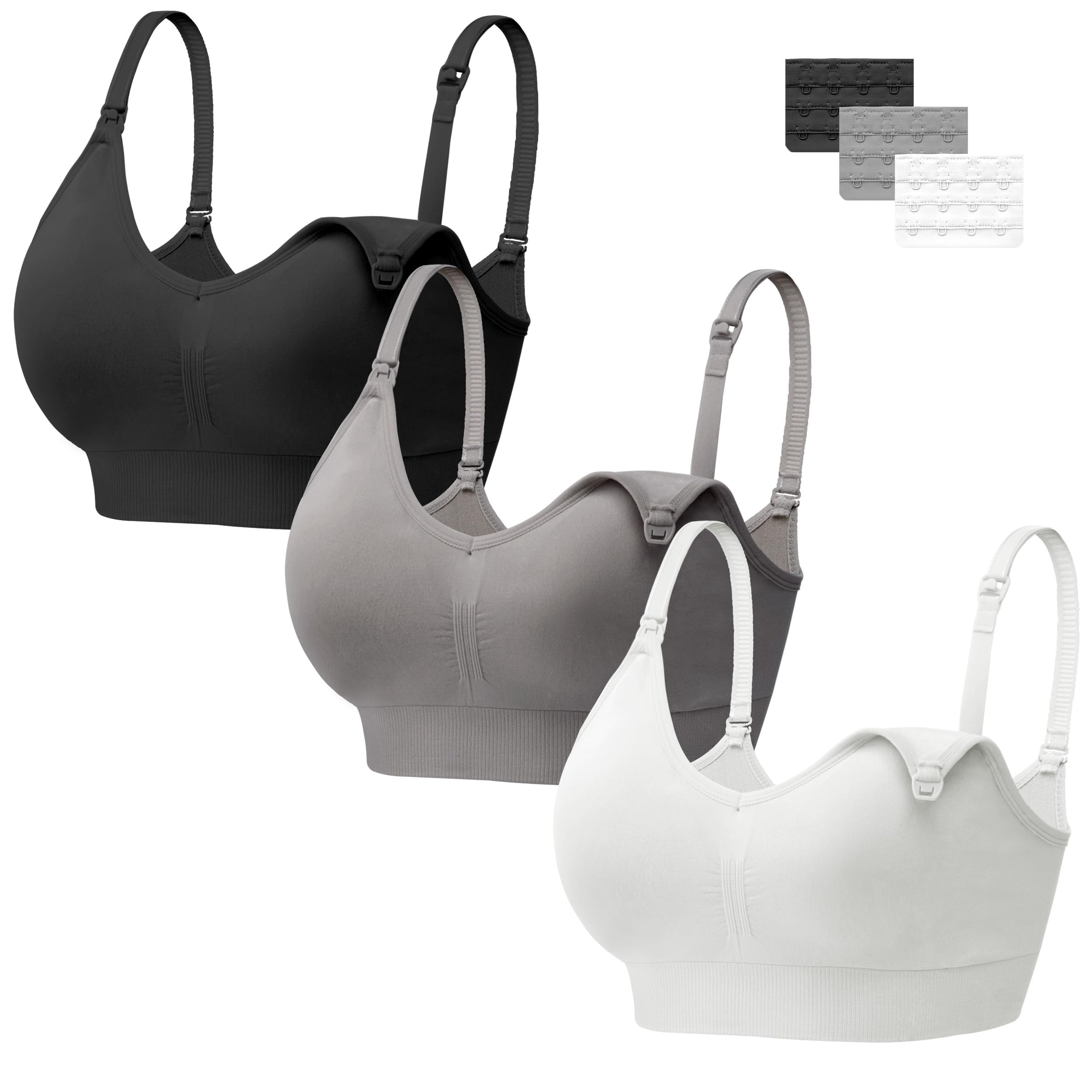 HBselect Schwangerschafts Still BH Nahtloser Still-BH mit zusätzlichen BH-Verlängerungen Stillen und Schlaf Ohne Bügel für Damen 3/4 pcs