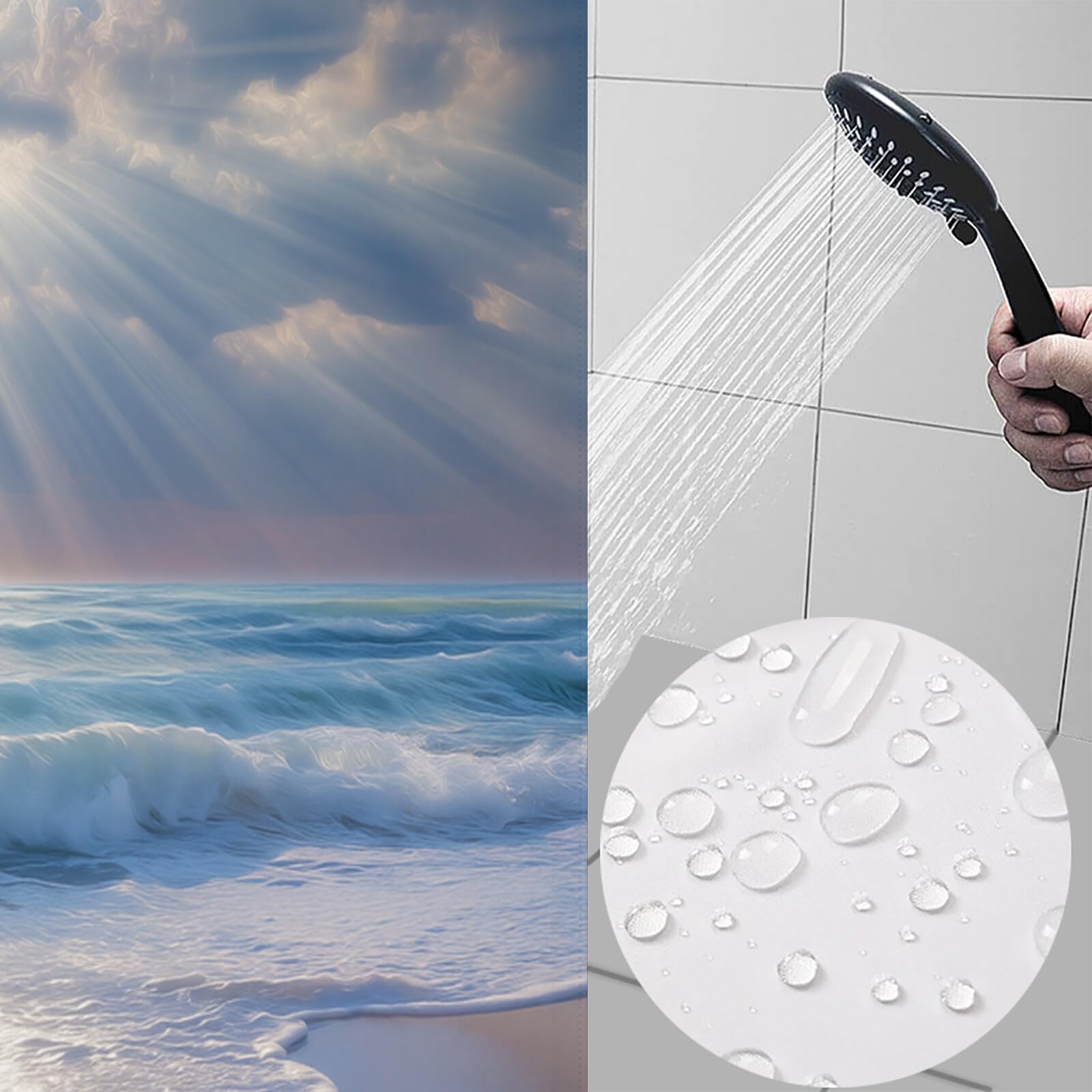 Rideau Douche,Rideau Baignoire Lavable en Machine Rideaux Douche Tissus Lavable Rideau De Baignoire Lavable pour Salle De Bain Domicile Baignoire Famille,Plage Ensoleillée,
