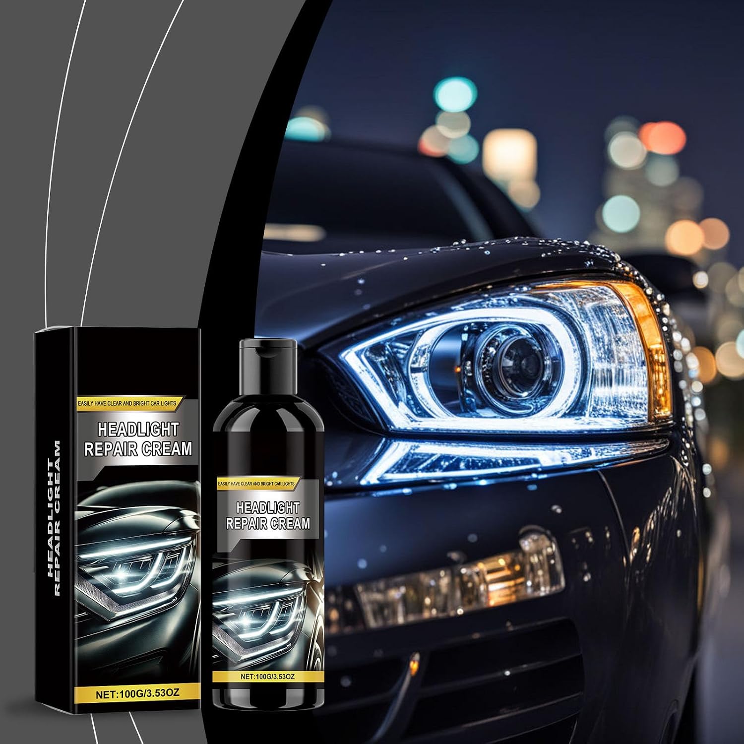2025 New Headlight Restoration Kit, Headlight Repair Cream, Car Headlight Refurbish Agent, Protection Renovation Treatment Polishing Cleaner & Restorer Kit for Cars (2Pcs)