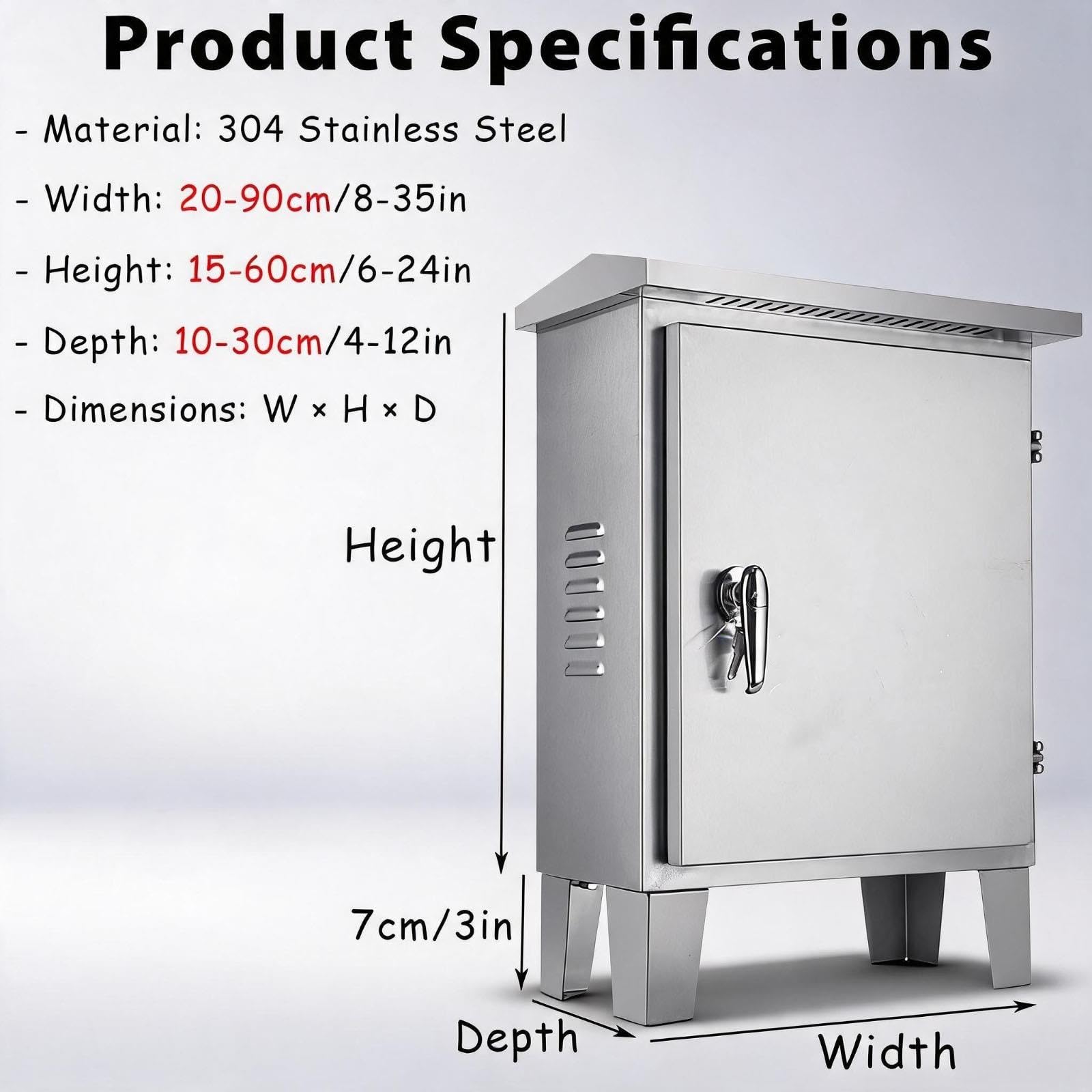 caja electrica exterior Ancho 15 25 35 40 50 60 Cm Caja Eléctrica Exterior Impermeable, Caja Eléctrica Industrial, Cajas De Proyectos Montadas Piso Electrónica(60 cm L x 50 cm W x 30 cm H)