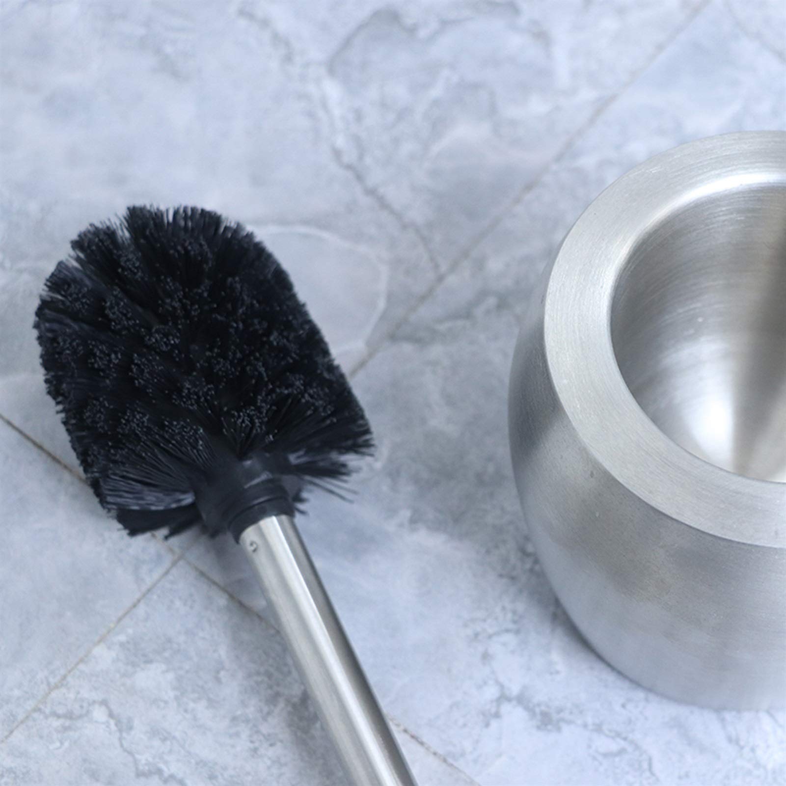 Lavar el baño, Escobillero de Acero Inoxidable con Juego Base, Doble Capa, Limpieza 360 ​​Grados. Negro