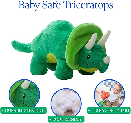 Miniatura 4 de The Petting Zoo ZOOLOGEE - Peluche de dinosaurio de bebé Triceratops de 11 pulgadas