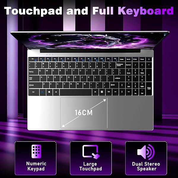 NAIKLULU 15.6 Inch Laptop with 4425Y Processor, 8GB RAM 256GB SSD Laptop Computer Pc 2026, FHD 1920 x 1080P, 5000 MAh/38.5Wh, Wifi 5, TF Card, Webcam, Touchpad, Student/Home/Business - 5