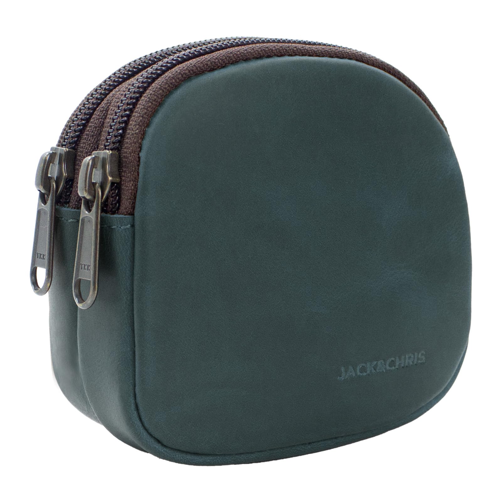 Jack&amp;Chris Coin Purse for Men, Genuine Leather Mini Coin Wallet Zipper Pocket with Back Belt Loop, Coin Bag for Men, Blue