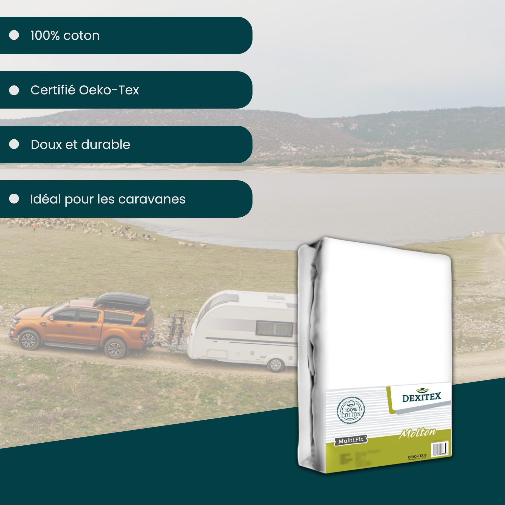 Molton - Protège Matelas - Camping Car - Central - Caravane Matelas - Queens- Lit Caravane - Lit Camping Car - Oeko-Tex - 100% Coton - Blanc - (135-160cmx190-210cm)