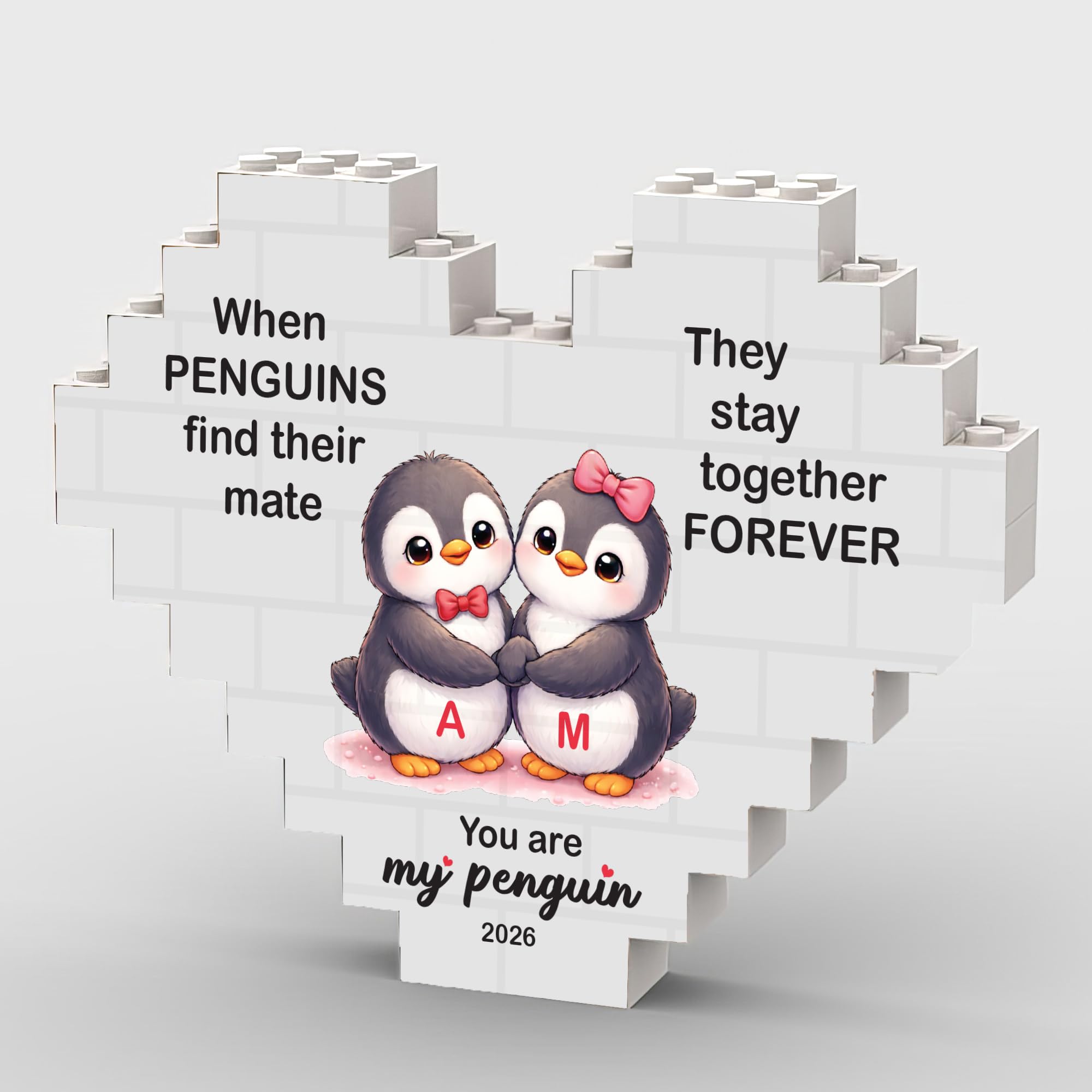 Star Online Penguin You’re My Valentine’s Gift For Him & Her Heart Shaped Building Block Couple Keepsake, Anniversary Present For Boyfriend & Girlfriend