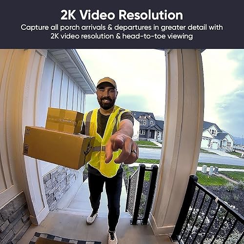 Miniatura 3 de Timbre de cámara v2 + kit de cuña, timbre de video inteligente 2K con aviso de voz activado por movimiento, visión nocturna, audio de 2 vías,