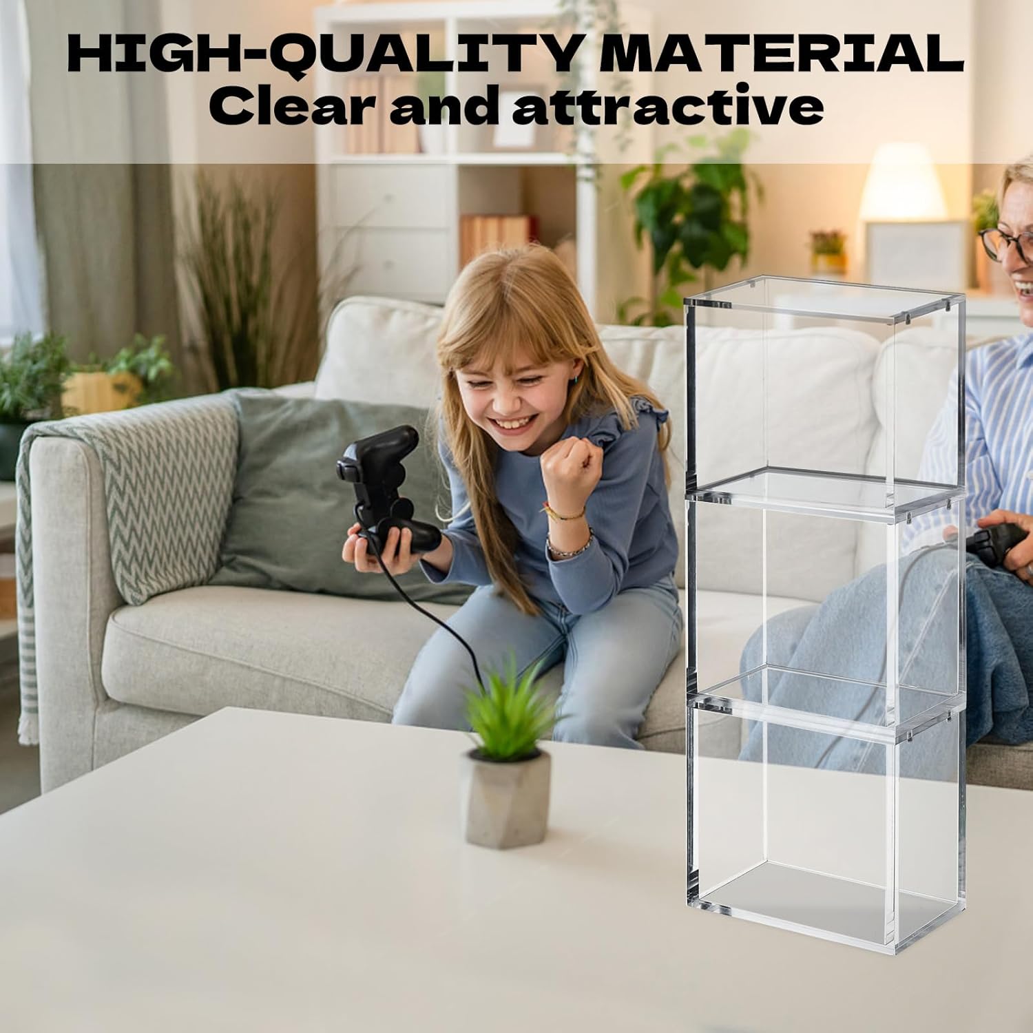 3 Pack Booster Box Acrylic Case Stackable Compatible with PKMN Booster Boxes Cases Protector Magnetic 5mm Thick Clear Booster Display Box for Trading Card Collectors