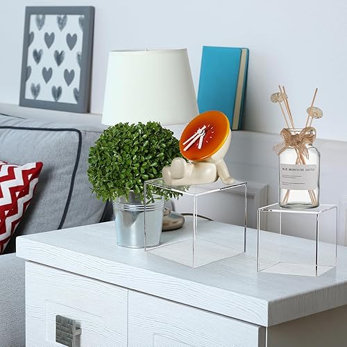 Miniatura 7 de Kigley 6 cajas acrílicas para exhibición, 4 x 4 pulgadas, 5 x 5 pulgadas, 6 x 6 pulgadas, pequeño cubo transparente cuadrado para anidar, escaparate