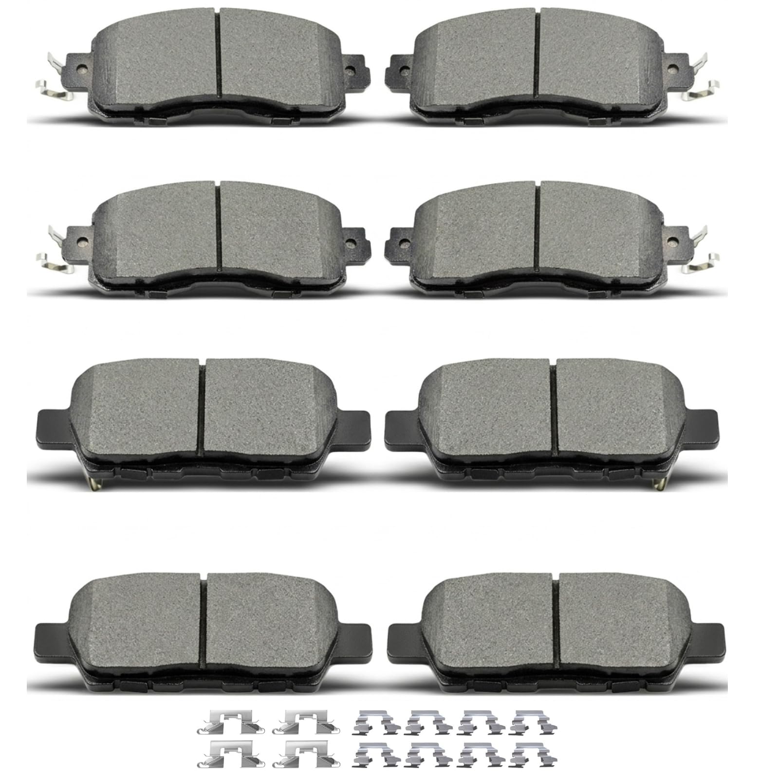D905 D1650 Front Rear Ceramic Brake Pads With Clips Fit For 2013-2023 Nissan Altima, 2014-2017 Nissan Leaf (8 pcs)