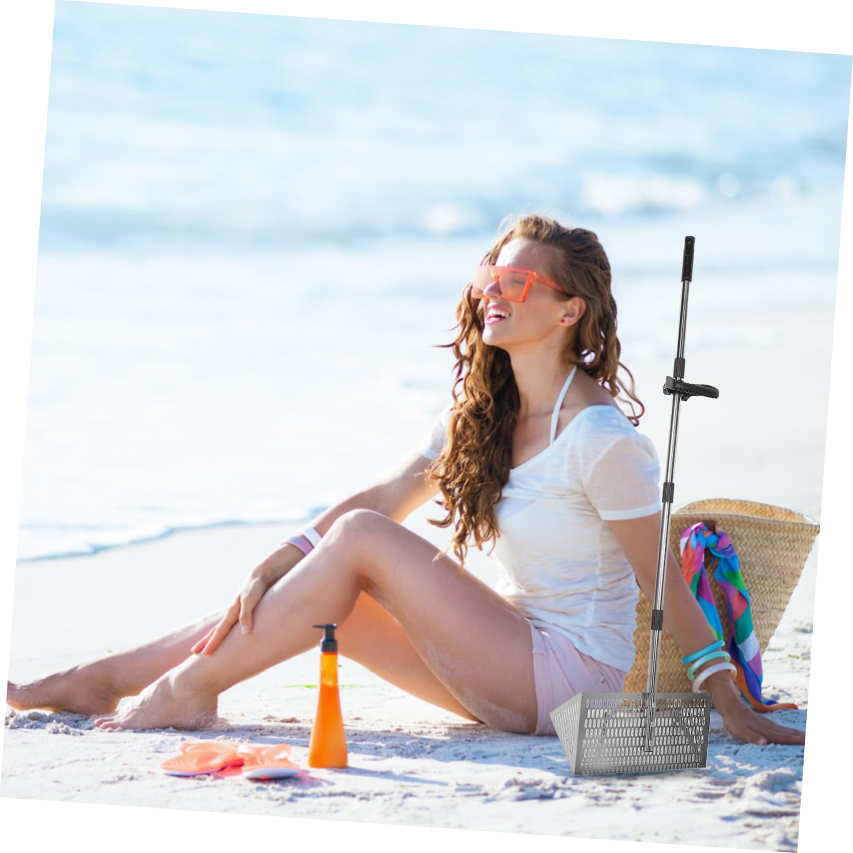 BESTonZON Tamiz De Pala Playa Pala Metálica De Acero Al Carbono Tamiz De Playa para Recolectar Conchas Manual para Filtrar Arena Verano