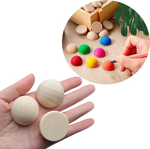 Miniatura 5 de 100 bolas de madera de media bola de 1 pulgada de diámetro, sin terminar, natural, mini bolas de madera divididas para proyectos de bricolaje,